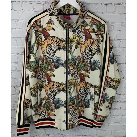 VICTORIOUS Men's Tiger 2 Pc Tracksuit Set Full Zip Sweatshirt Sweatpants Large - Picture 3 of 14